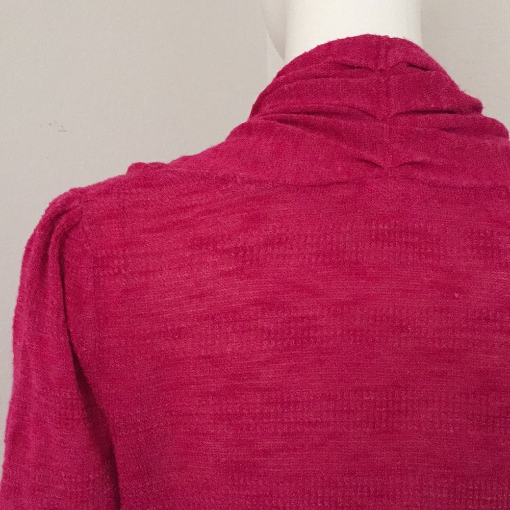 Anthropologie Fuchsia Linen Open Front Cardigan - image 7